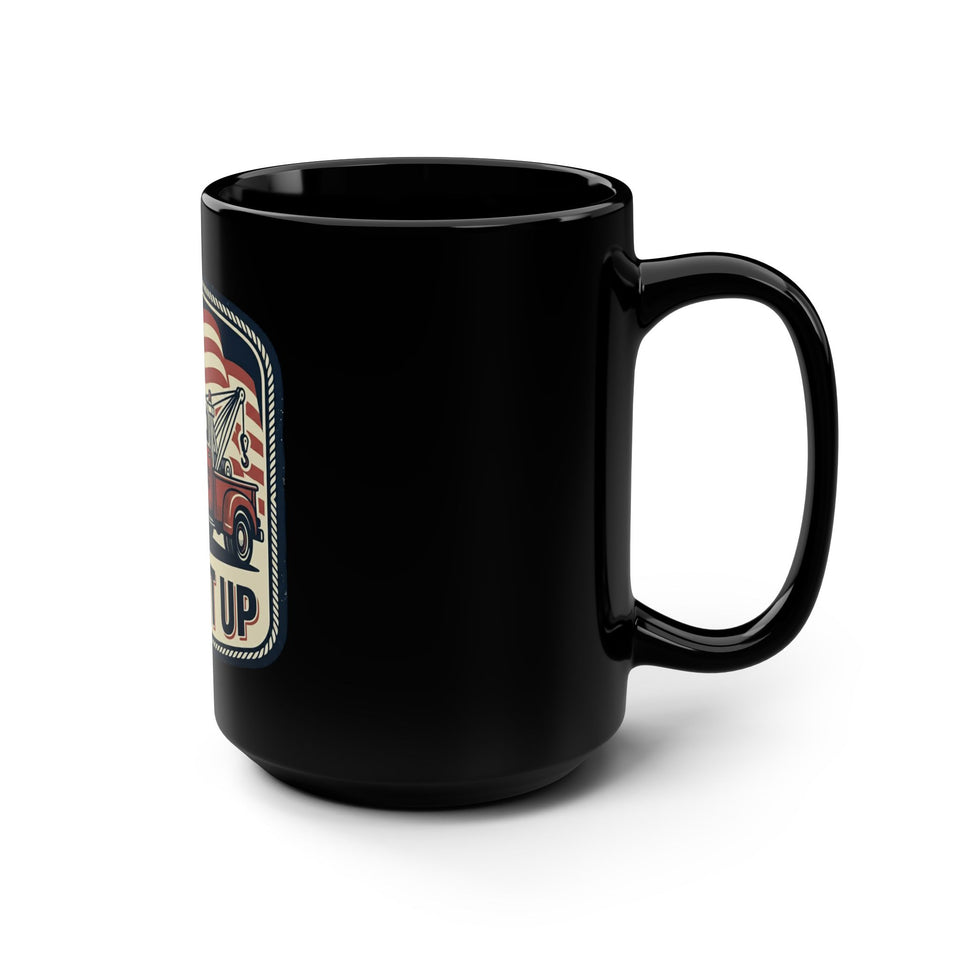Hook It Up Tow Truck Mug, 15oz | Vintage American Flag Design
