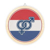 Interlocking Male Female Symbols Wood Sign | Round Patriotic Stripe Wall Décor