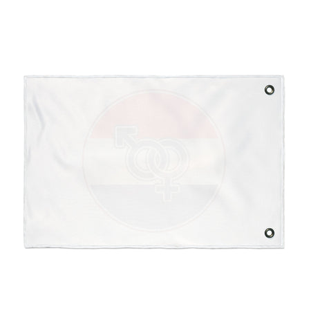 Retro Red White Blue Interlinked Gender Symbols Flag