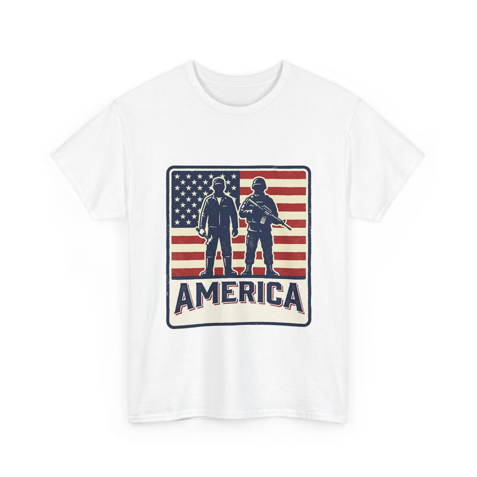 Soldier Silhouette America Tee | American Flag Military Patriotic Shirt