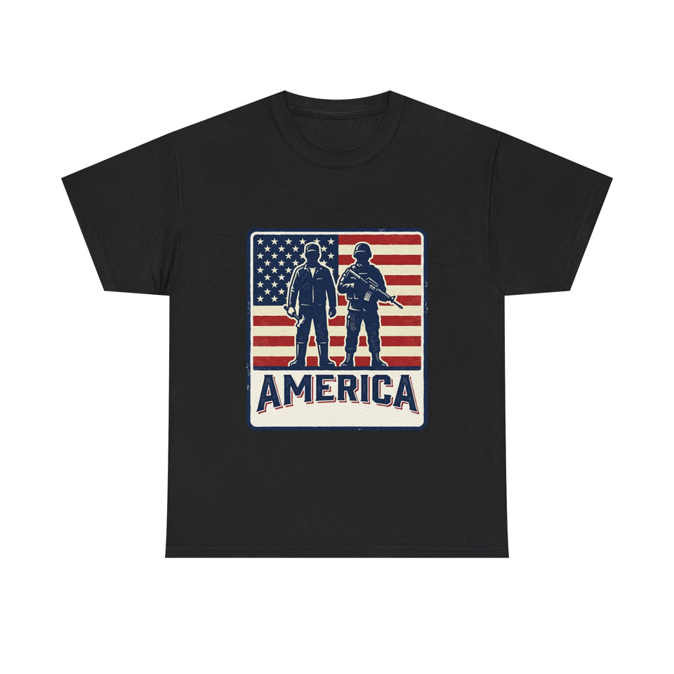 Soldier Silhouette America Tee | American Flag Military Patriotic Shirt