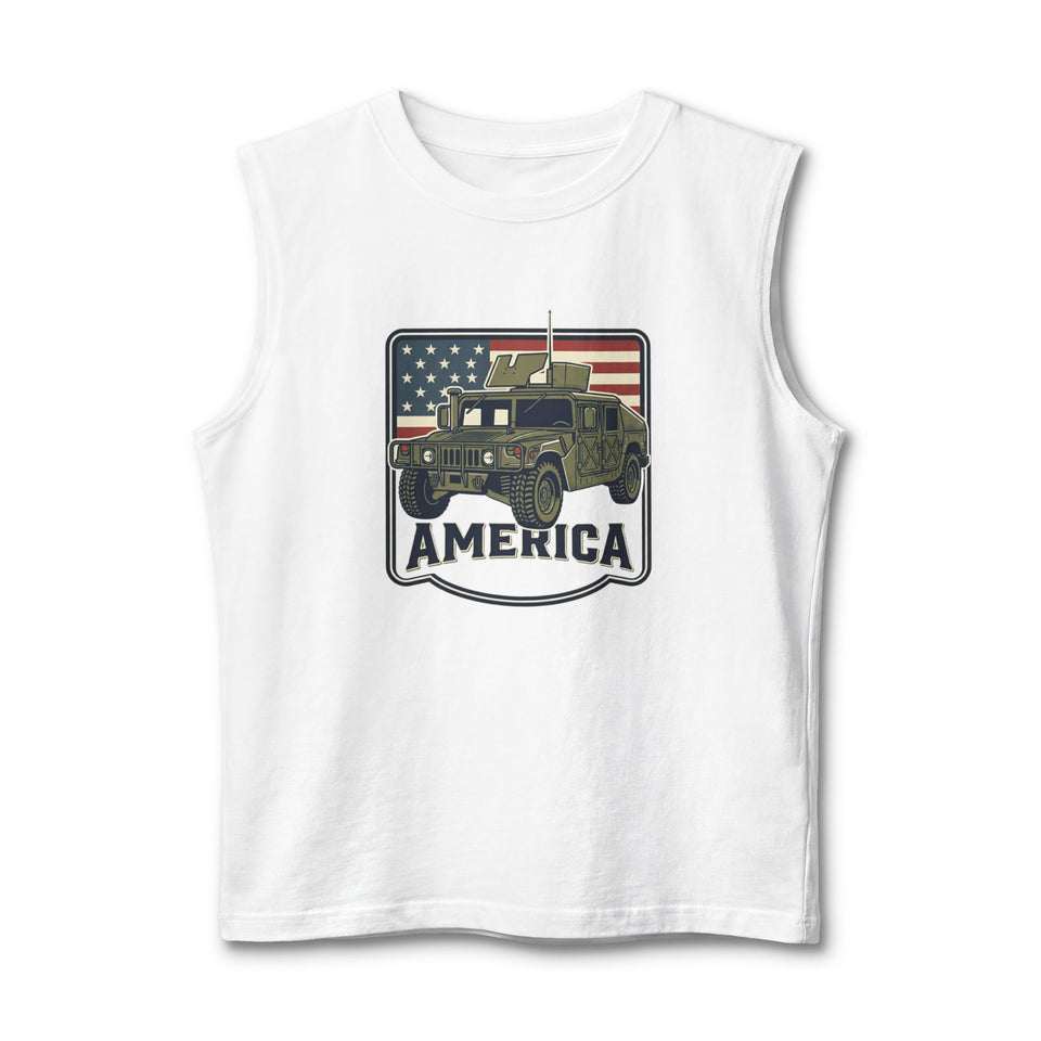 Military Humvee with American Flag Tank