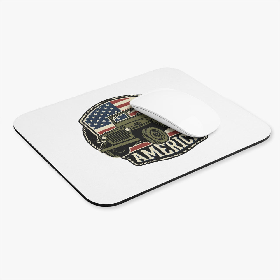 Vintage Military Jeep America Mouse Pad | American Flag Patriotic
