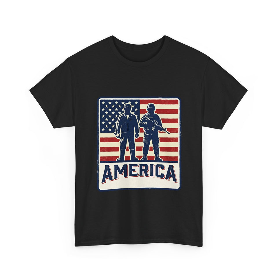 Soldier Silhouette America Tee | American Flag Military Patriotic Shirt