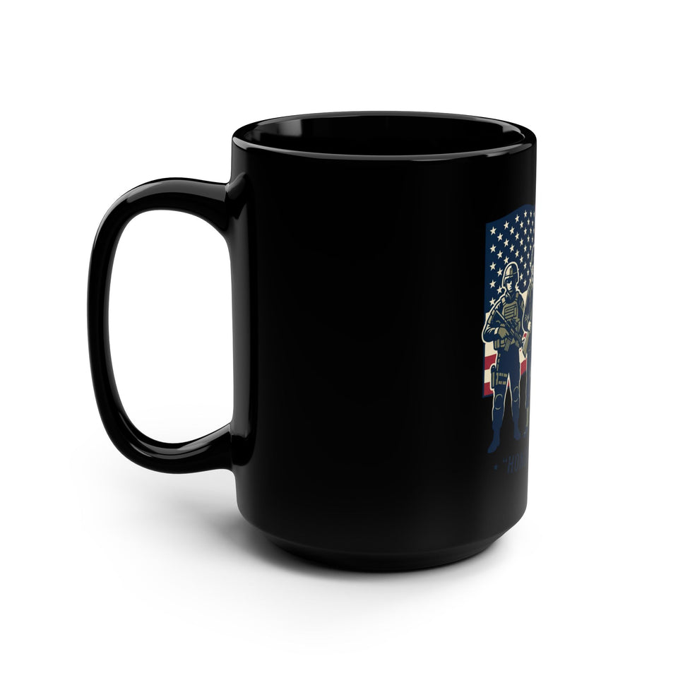 Honor the Fallen Soldiers Mug | American Flag Military Tribute, 15oz Black Mug