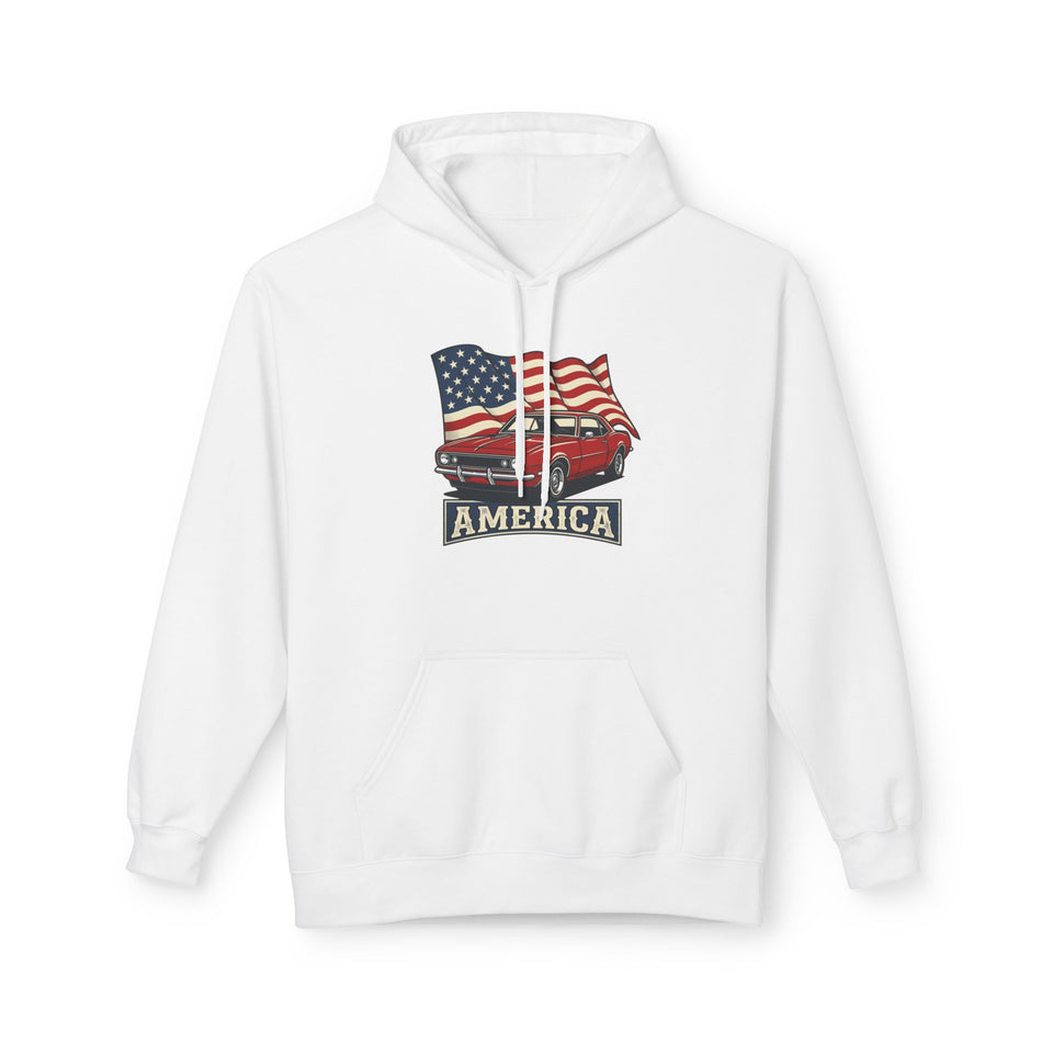 Vintage Pickup Truck with American Flag Hoodie | America Graphic