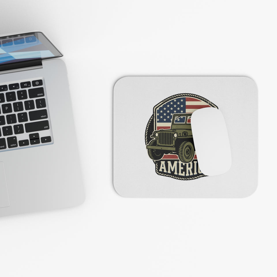 Vintage Military Jeep America Mouse Pad | American Flag Patriotic