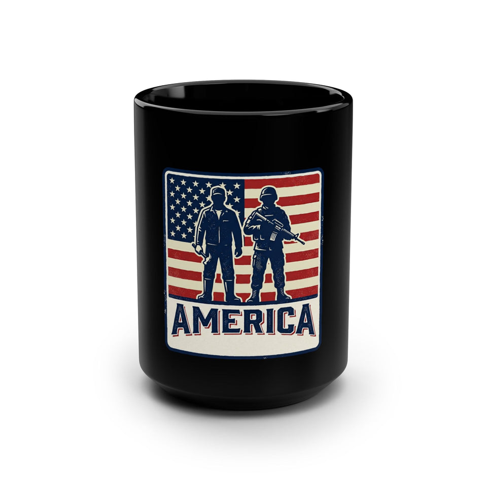 America Flag Soldiers Mug | Patriotic Military Coffee Cup