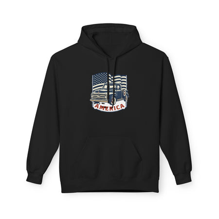 Vintage Pickup Truck America Hoodie | American Flag Patriotic