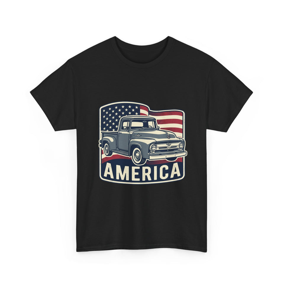 Vintage Pickup Truck America T-Shirt | American Flag, Retro Truck Design