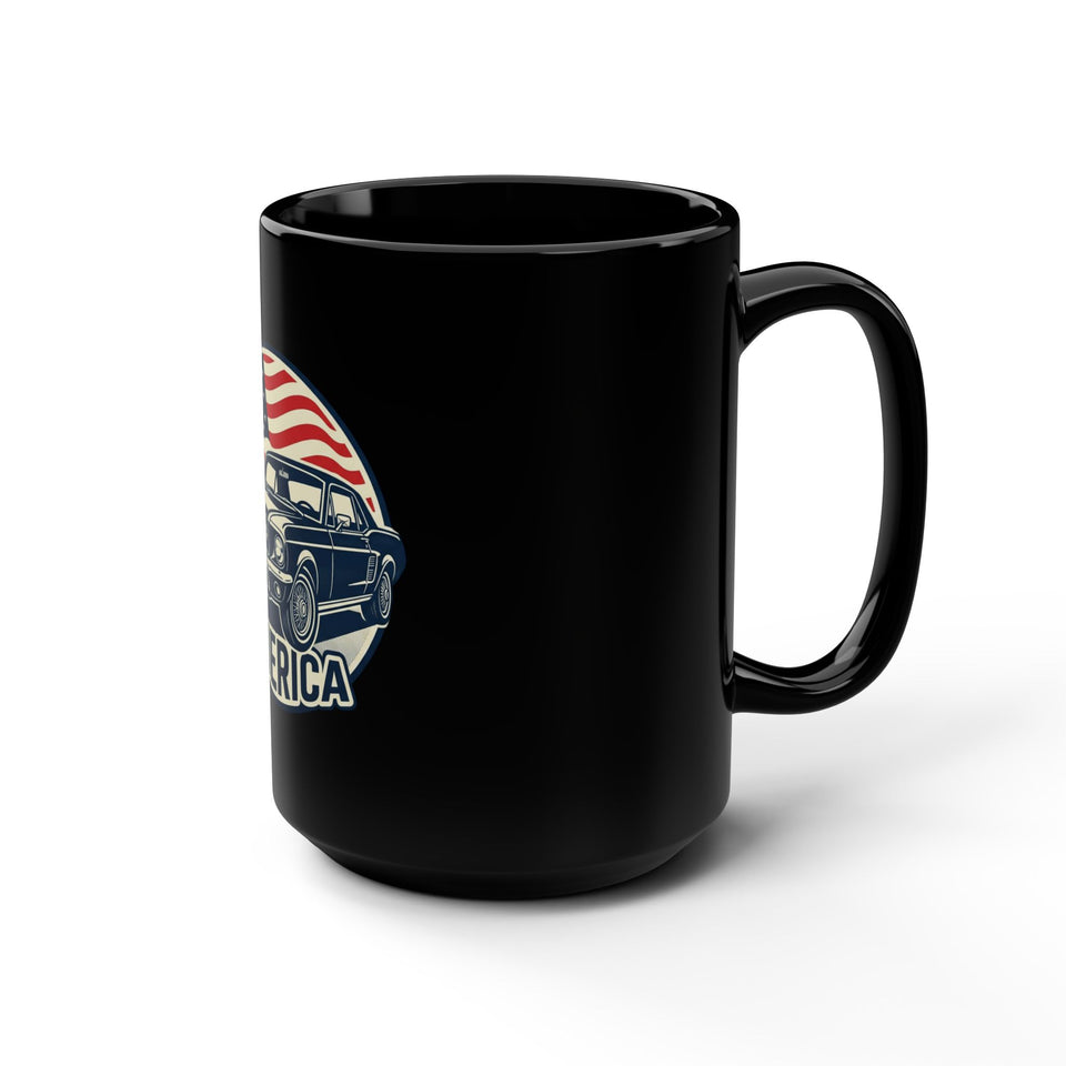 Vintage Muscle Car America Mug | American Flag Classic Car Coffee Cup