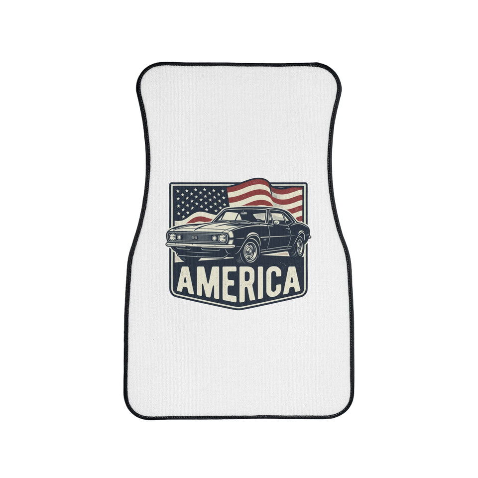 Classic Muscle Car America Car Floor Mat | Patriotic Flag Driving