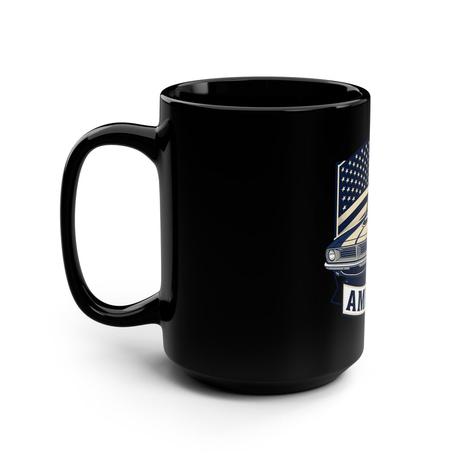 Vintage Muscle Car America Mug | Black 15oz Ceramic