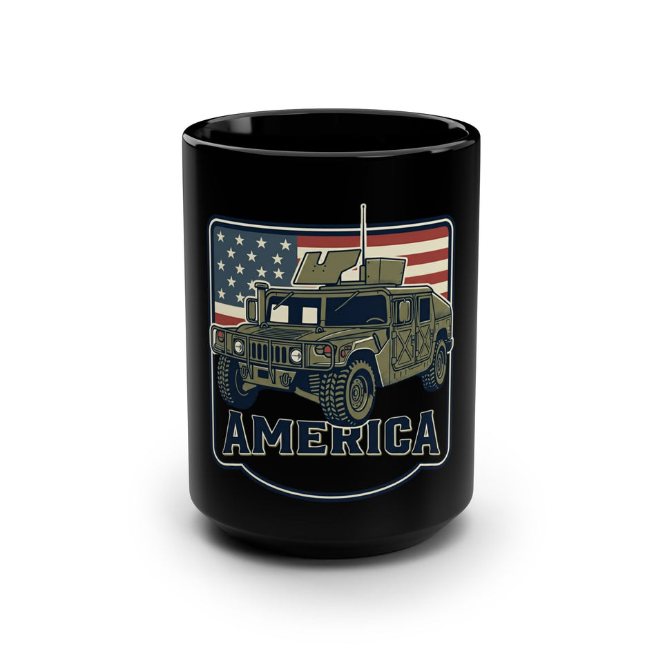 Military Humvee with American Flag Mug