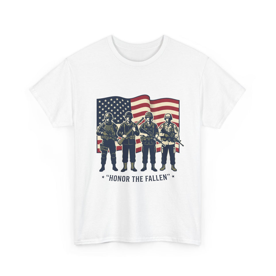 Honor the Fallen Military Soldiers T-Shirt | American Flag Memorial Tee
