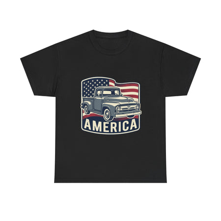 Vintage Pickup Truck America T-Shirt | American Flag, Retro Truck Design