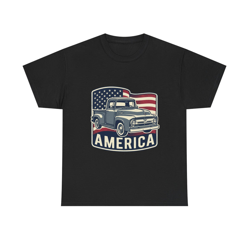 Vintage Pickup Truck America T-Shirt | American Flag, Retro Truck Design