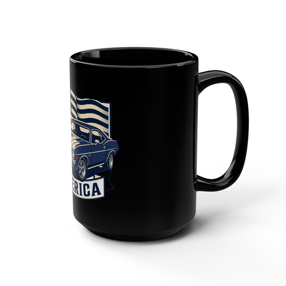 Vintage Muscle Car America Mug | Black 15oz Ceramic