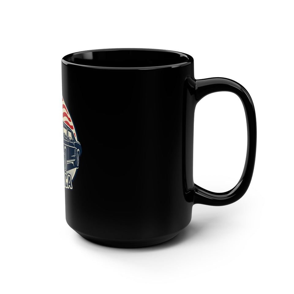 Vintage Muscle Car America Mug | American Flag Classic Car Coffee Cup