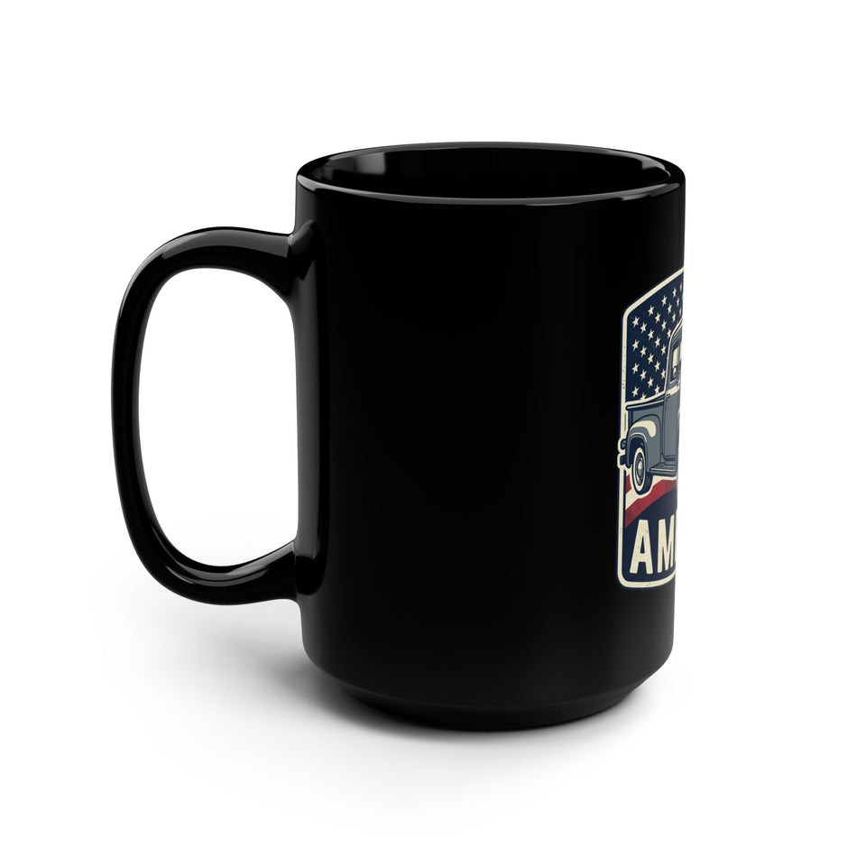 Vintage Pickup Truck America Mug | American Flag Retro Coffee Cup