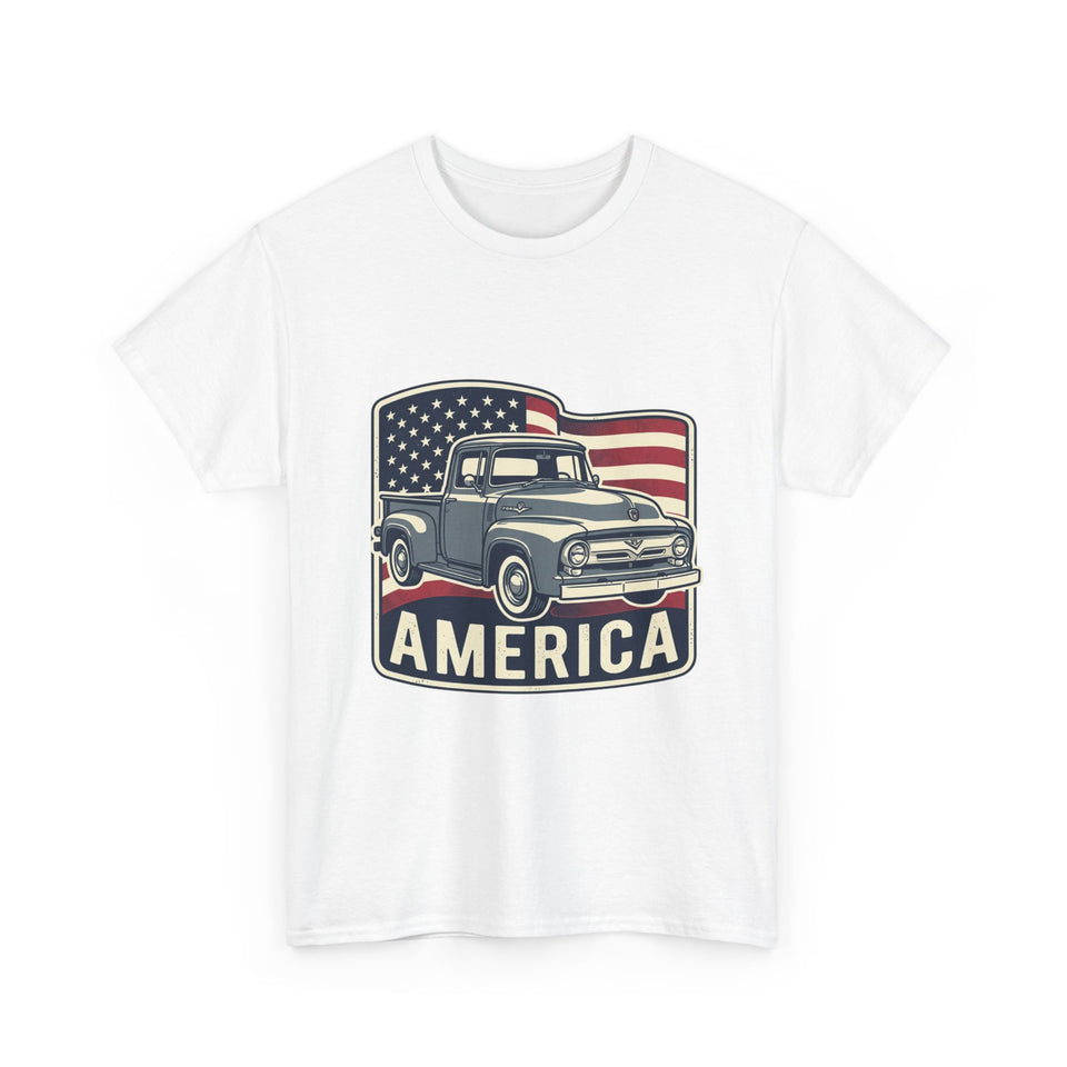Vintage Pickup Truck America T-Shirt | American Flag, Retro Truck Design