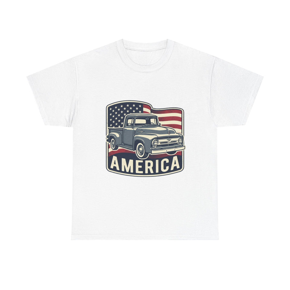 Vintage Pickup Truck America T-Shirt | American Flag, Retro Truck Design