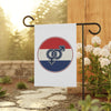 Interlinked Male Female Symbols Garden & House Banner | Patriotic Red White Blue