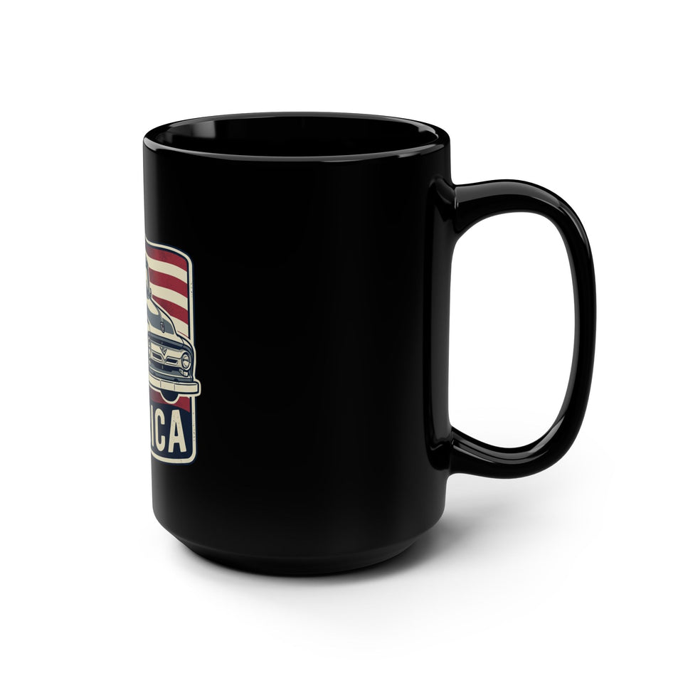 Vintage Pickup Truck America Mug | American Flag Retro Coffee Cup