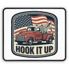 Hook It Up Tow Truck Mouse Pad | Vintage Wrecker, American Flag