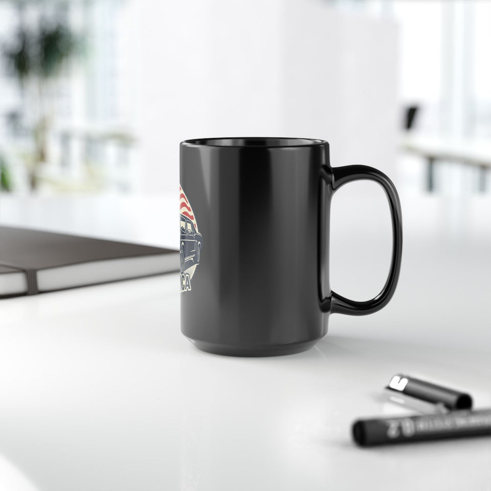 Vintage Muscle Car America Mug | American Flag Classic Car Coffee Cup