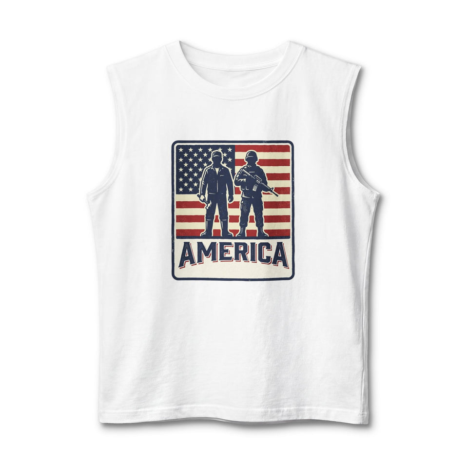 Silhouetted Soldiers America Tank