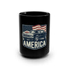 Vintage Muscle Car America Mug | Black 15oz, American Flag Retro