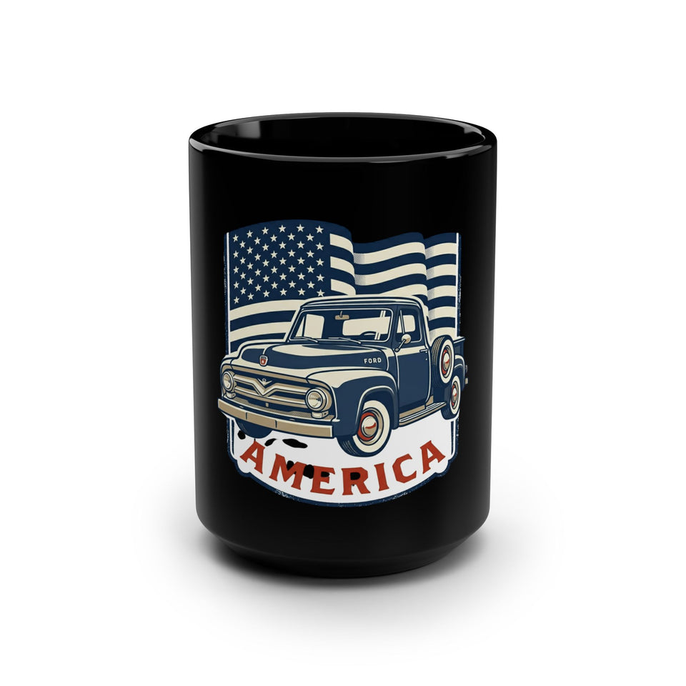 Vintage Pickup Truck America Mug | Black 15oz