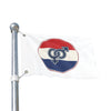 Retro Red White Blue Interlinked Gender Symbols Flag