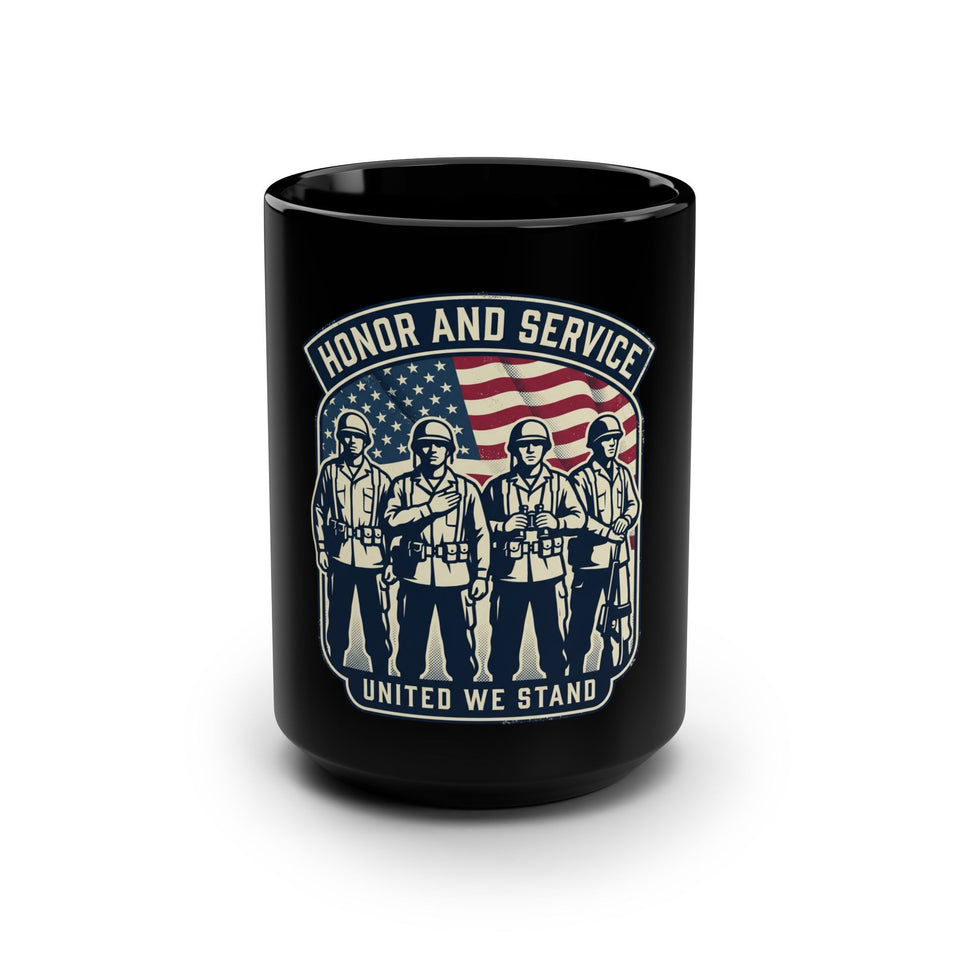 Honor and Service soldiers Mug | United We Stand American Flag 15oz