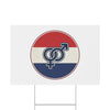 Interlocked Male Female Symbols Plastic Yard Sign | Red White Blue Circle